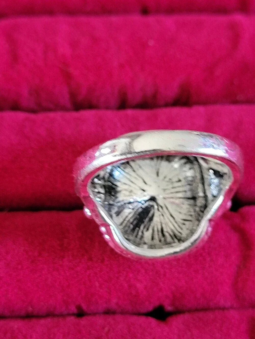 Silver-Tone Clear Blue Crystal Cocktail Ring - Size 9